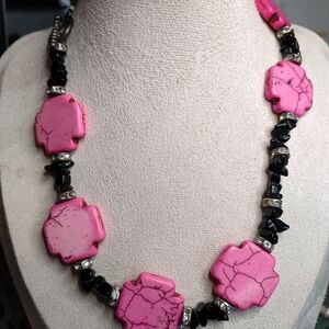 Pink and Black Stone Necklace